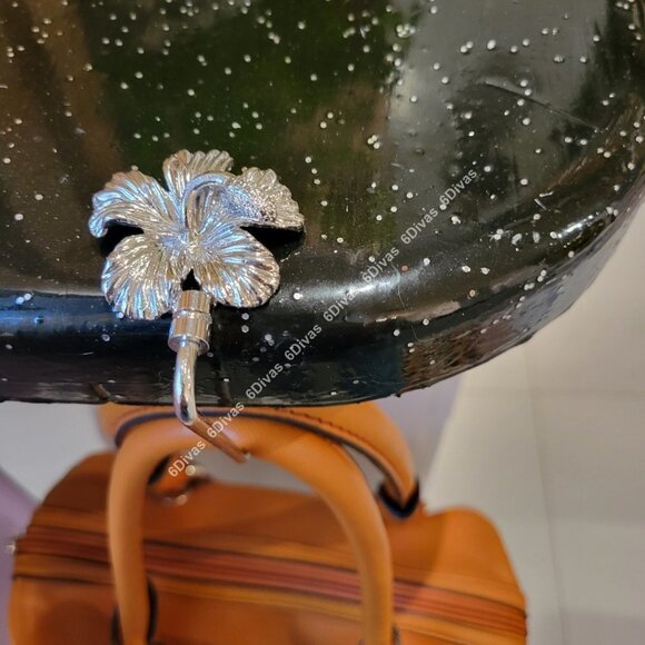 Rhodium Plated Hibiscus Flower handbag Holder or Purse Table Hook - Picture 11 of 14